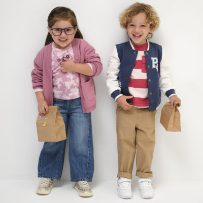 Okie Dokie Toddler & Little Girls Crew Neck Long Sleeve Cardigan