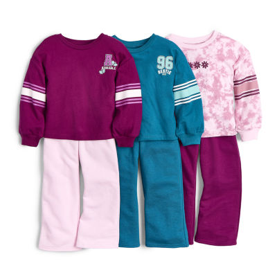 Okie Dokie Toddler & Little Girls Active Round Neck Long Sleeve Graphic T-Shirt