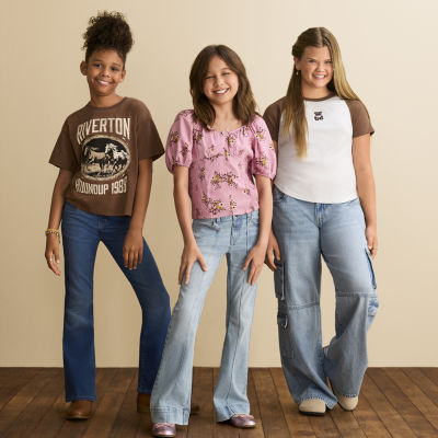 Thereabouts Little & Big Kid Girls U Neck Short Sleeve Blouse