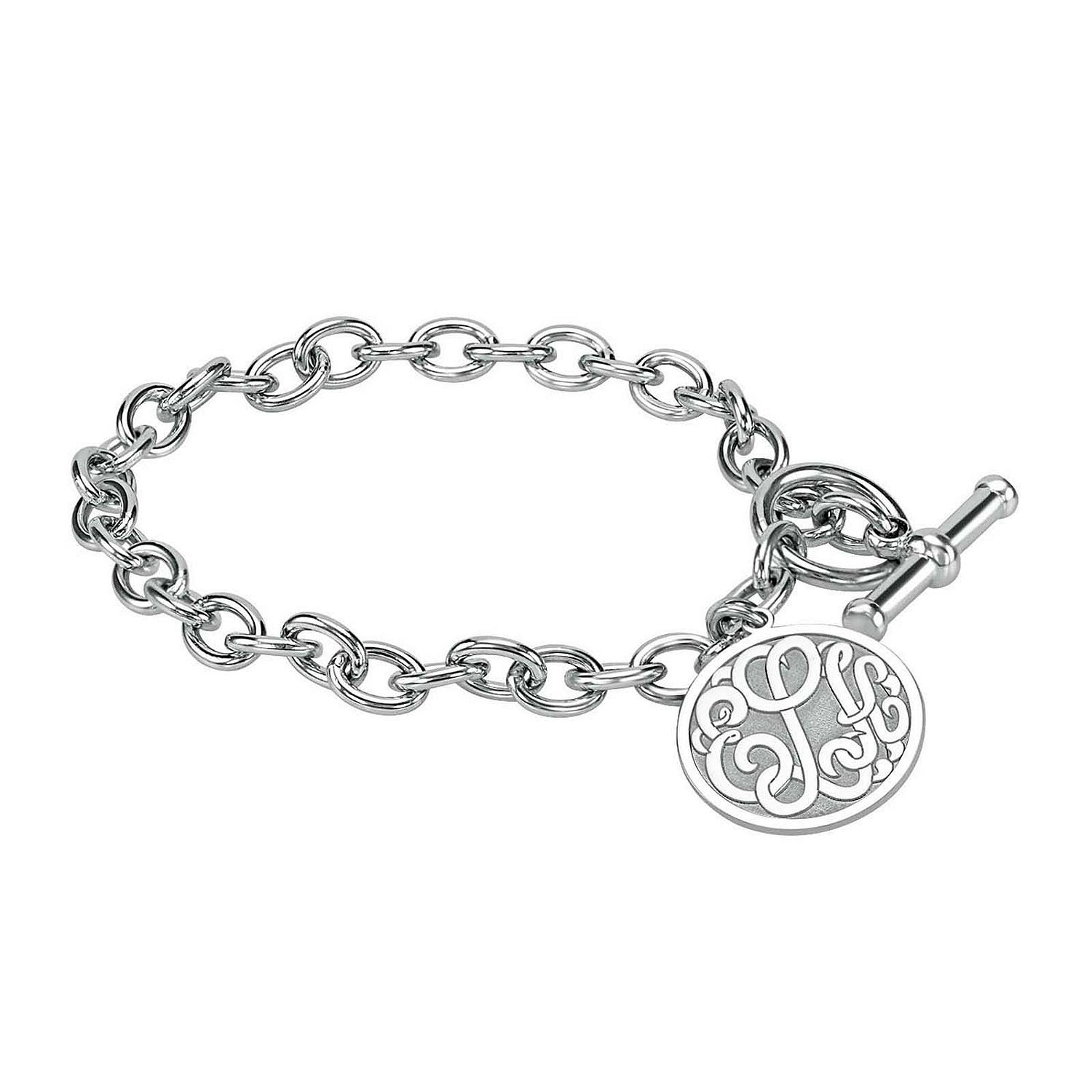 Personalized Sterling Silver 20mm Monogram Charm Bracelet - JCPenney