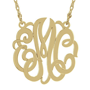 Jumbo Initial / Letter Necklace L Sterling Silver 14K Gold Plated  Personalized Large Initial Necklace 