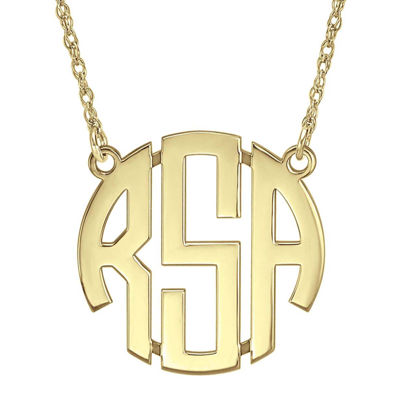 Personalized 14K Gold Over Sterling Silver 25mm Block Monogram Necklace