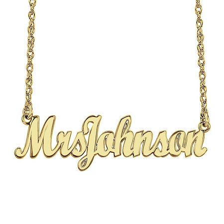 Personalized 14K Gold Over Sterling Silver "Mrs" Name Necklace, One Size, Yellow