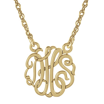 Personalized 14K Gold Over Sterling Silver 15mm Monogram Necklace ...