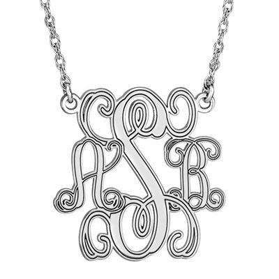 Personalized Sterling Silver 40mm Monogram Necklace