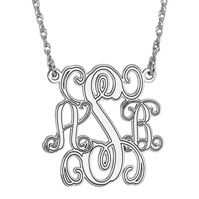 Personalized Sterling Silver 25mm Monogram Necklace