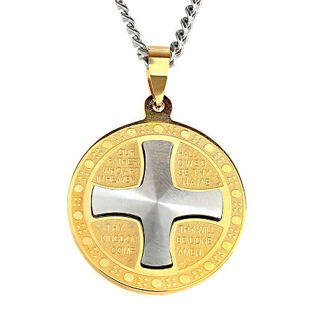 Mens Lord's Prayer Two-Tone Stainless Steel Pendant Necklace, One Size , Two Tone