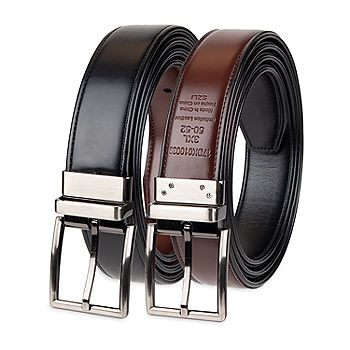 Men's Belt Reversible Wide Bonded Leather Gold-Tone Buckle CONGAC  BROWN/Black at  Men’s Clothing store