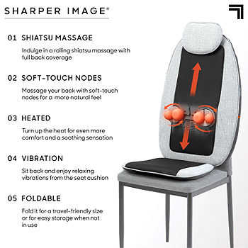 Sharper Image Shiatsu 4-Node Heated Seat Topper Massager - Gray, Fabric  Material, Total Body Massage, Multiple Heat Settings