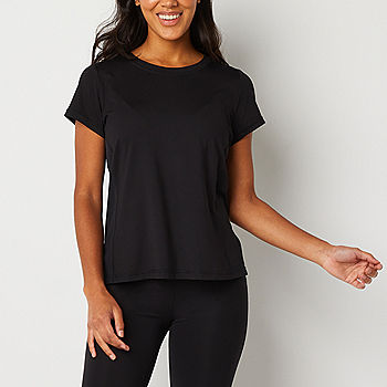 Xersion Womens Crew Neck Short Sleeve T-Shirt, Color: Black - JCPenney