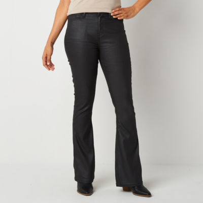 Ryegrass-Plus Womens Mid Rise Flare Pull-On Pants, Color: Black