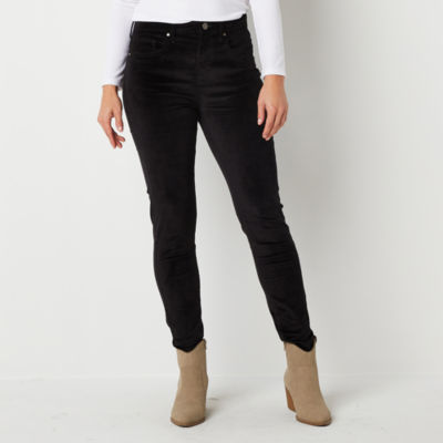 a.n.a Womens High Rise Velvet Skinny Fit Jean, Color: Black - JCPenney
