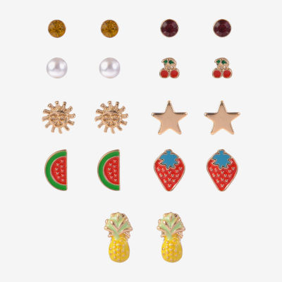 Arizona Fruit Womens Star 9 Pair Earring Set