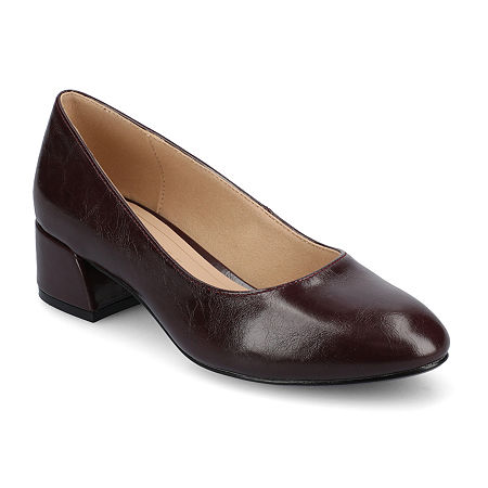 Journee Collection Saarii Womens Round Closed Toe Block Heel Pumps, 10 Medium, Red