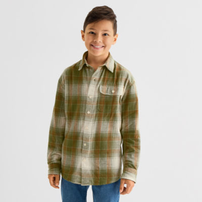 Thereabouts Little & Big Kid Boys Easy-on + Easy-off Long Sleeve Adaptive Regular Fit Flannel Shirt