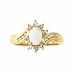 Lab-Created Opal & Lab-Created White Sapphire 14K Gold Over Silver Cocktail Ring