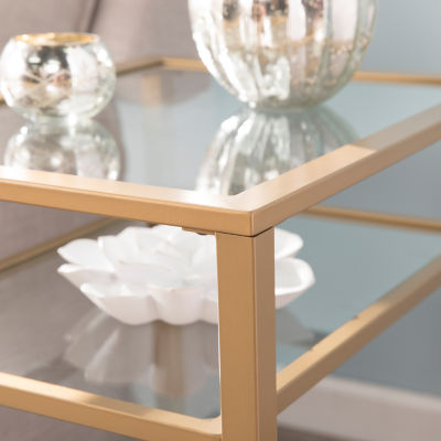 Brana Gold Metal and Glass End Table