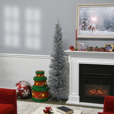 National Tree Co. Silver Tinsel 6 Foot Christmas Tree