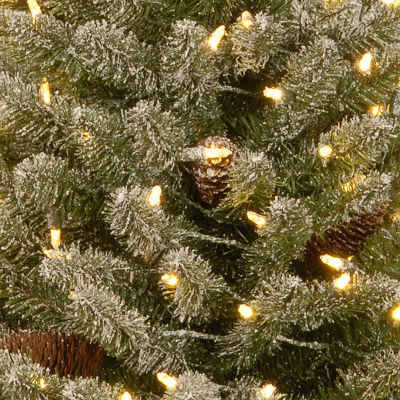 National Tree Co. Snowy Concolor Burlap 3 Foot Pre-Lit Flocked Fir Christmas Tree