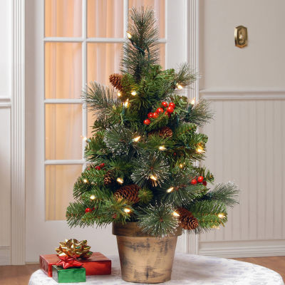 National Tree Co. Crestwood Spruce 2 Foot Pre-Lit Spruce Christmas Tree