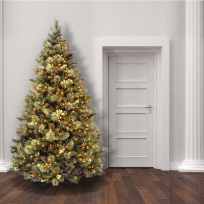 National Tree Co. Carolina Pine Hinged 7 1/2 Foot Pre-Lit Pine Christmas Tree