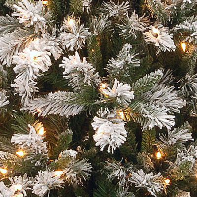 National Tree Co. Snowy Mountain Pine Slim 7 1/2 Foot Pre-Lit Flocked Christmas Tree