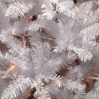 National Tree Co. Kingswood White Fir Hinged Pencil 7 Foot Pre-Lit Fir Christmas Tree