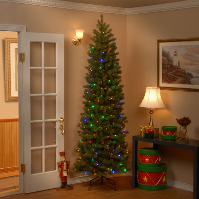 National Tree Co. Downswept Douglas Fir Pencil Hinged 7 1/2 Foot Pre-Lit Fir Christmas Tree