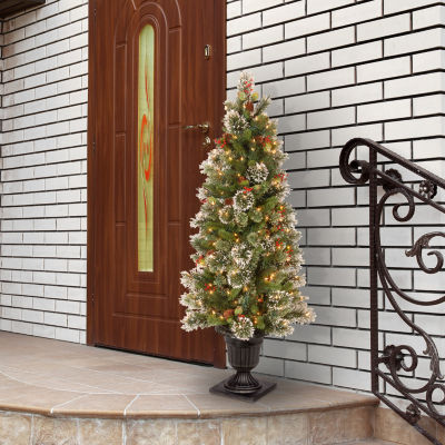 National Tree Co. Wintry Pine 5 Foot Pre-Lit Flocked Pine Christmas Tree