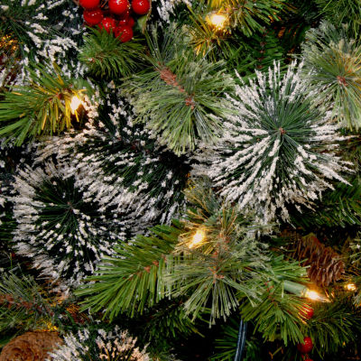 National Tree Co. Wintry Pine 5 Foot Pre-Lit Flocked Pine Christmas Tree