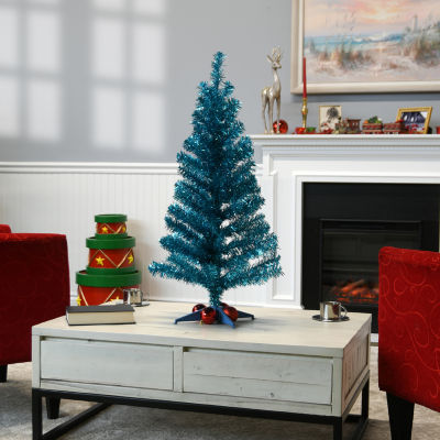 National Tree Co. Turquoise Tinsel 3 Foot Christmas Tree