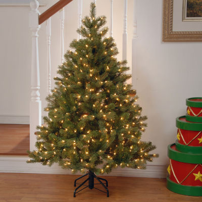 National Tree Co. Downswept Douglas Fir Hinged 4 1/2 Foot Pre-Lit Fir Christmas Tree