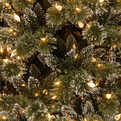 National Tree Co. Glittery Bristle Pine 7 1/2 Foot Pre-Lit Flocked Pine Christmas Tree