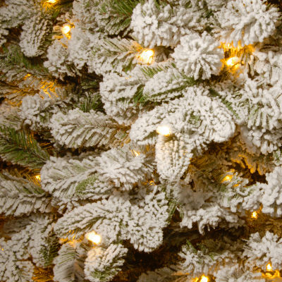 National Tree Co. Snowey Everest Fir 7 1/2 Foot Pre-Lit Flocked Fir Christmas Tree