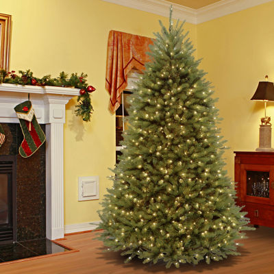 National Tree Co. Dunhill Fir Hinged 7 1/2 Foot Pre-Lit Fir Christmas Tree