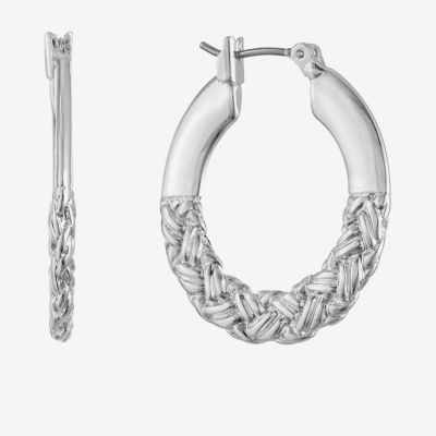 Liz Claiborne Half Braid 28mm Hoop Earrings