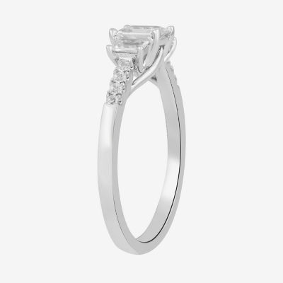 Love Lives Forever Love Lives Forever (H-I / Si2) Womens 1 CT. T.W. Lab Grown White Diamond 10K White Gold Side Stone 3-Stone Engagement Ring