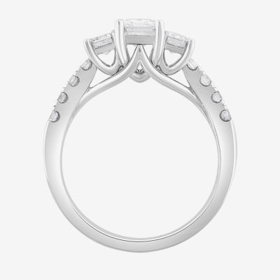 Love Lives Forever Love Lives Forever (H-I / Si2) Womens 2 CT. T.W. Lab Grown White Diamond 10K White Gold Side Stone 3-Stone Engagement Ring