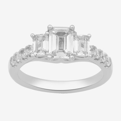 Love Lives Forever Love Lives Forever (H-I / Si2) Womens 2 CT. T.W. Lab Grown White Diamond 10K White Gold Side Stone 3-Stone Engagement Ring