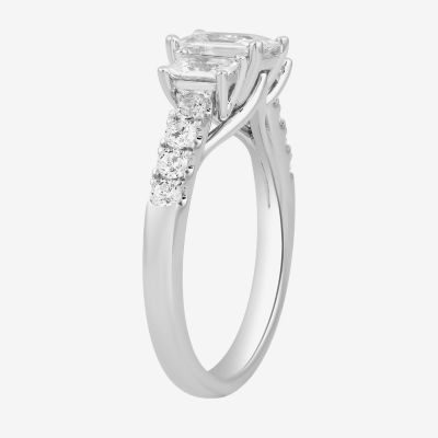 Love Lives Forever Love Lives Forever (H-I / Si2) Womens 2 CT. T.W. Lab Grown White Diamond 10K White Gold Side Stone 3-Stone Engagement Ring