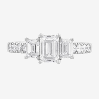 Love Lives Forever Love Lives Forever (H-I / Si2) Womens 2 CT. T.W. Lab Grown White Diamond 10K White Gold Side Stone 3-Stone Engagement Ring