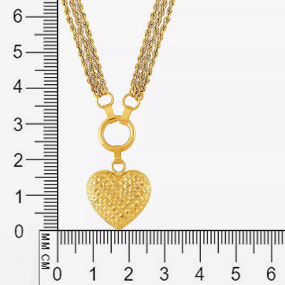 Womens 10K Gold Heart 17 Inch Pendant Necklace