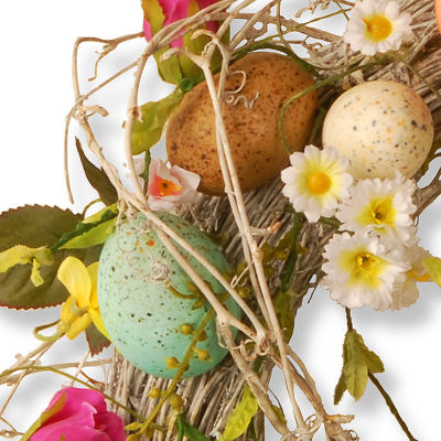 National Tree Co. Garden Accents 18" Easter Wreath With Eggs Flowers And Twigs Wreath