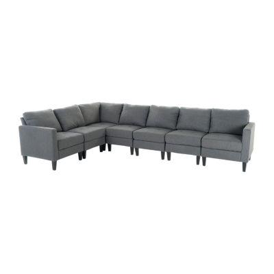 Zahra 7pc. Tufted Sectional, Color Dark Gray Brown JCPenney