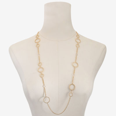 Liz Claiborne Long Silver Tone Strand Necklace