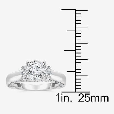 Womens 3 CT. T.W. Lab Grown White Diamond 10K Gold or 14K Round Side Stone Engagement Ring