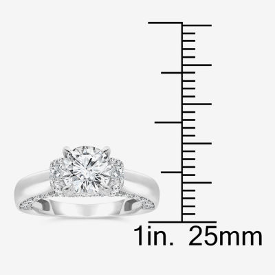 (I / I1) Womens 3 CT. T.W. Lab Grown White Diamond 10K Gold or 14K Round Side Stone Engagement Ring