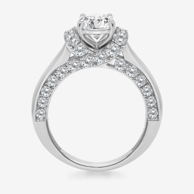 (I / I1) Womens 3 CT. T.W. Lab Grown White Diamond 10K Gold or 14K Round Side Stone Engagement Ring