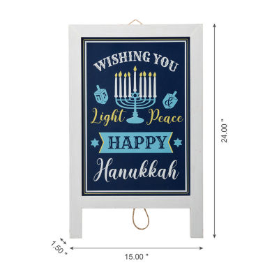 Glitzhome 2ft.H Wooden Hanukkah Porch Sign