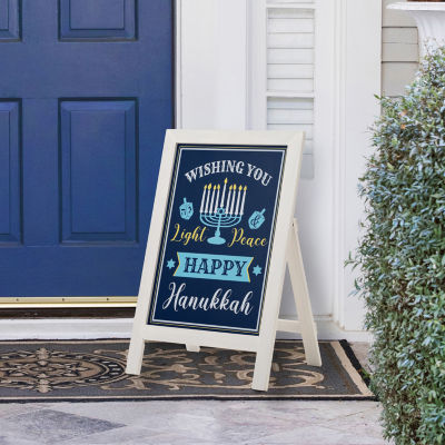 Glitzhome 2ft.H Wooden Hanukkah Porch Sign